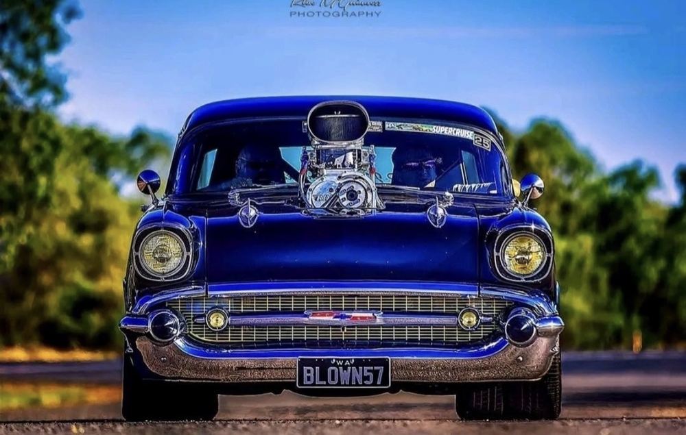Supercharged vintage car